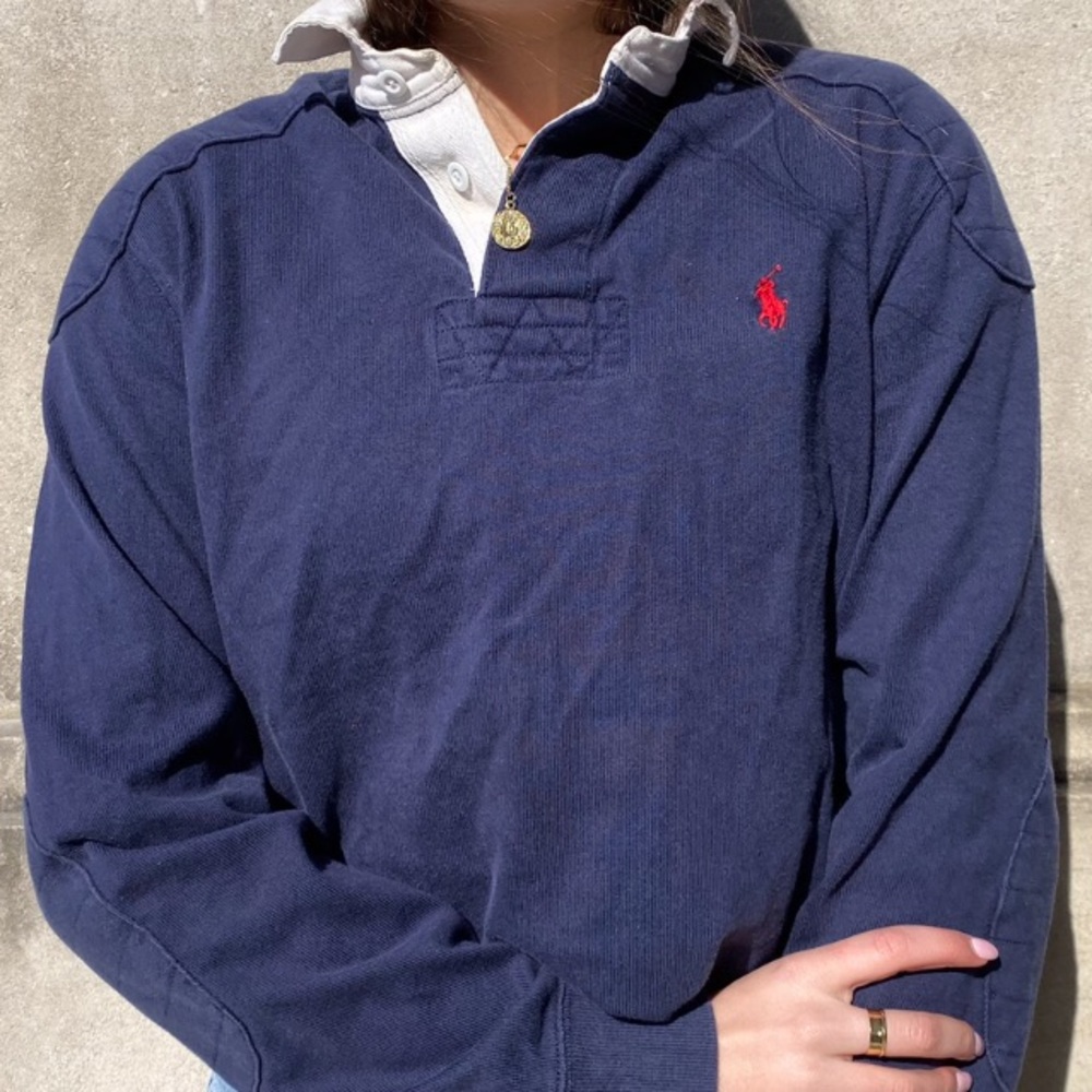 super comfy blue Ralph Lauren long sleeve polo